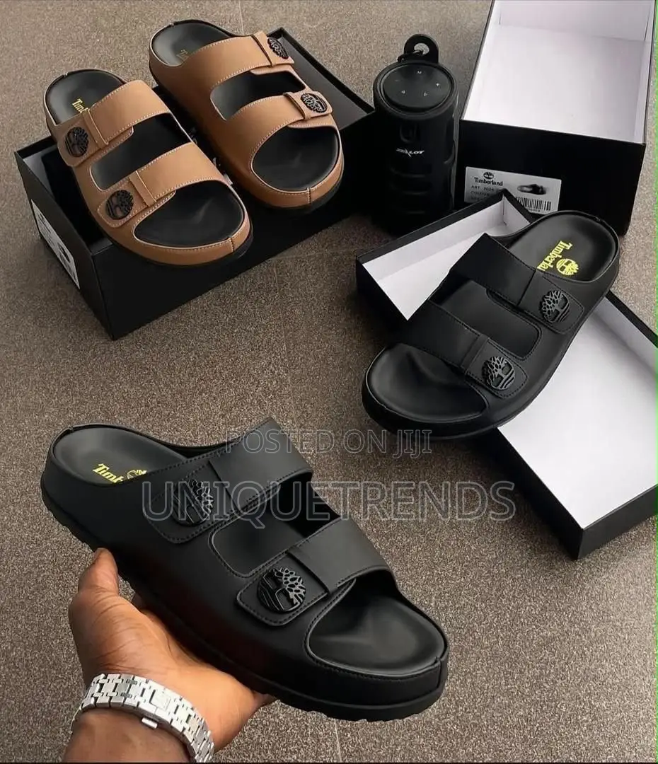 Timberland Double Strap Slides (Black and Brown)