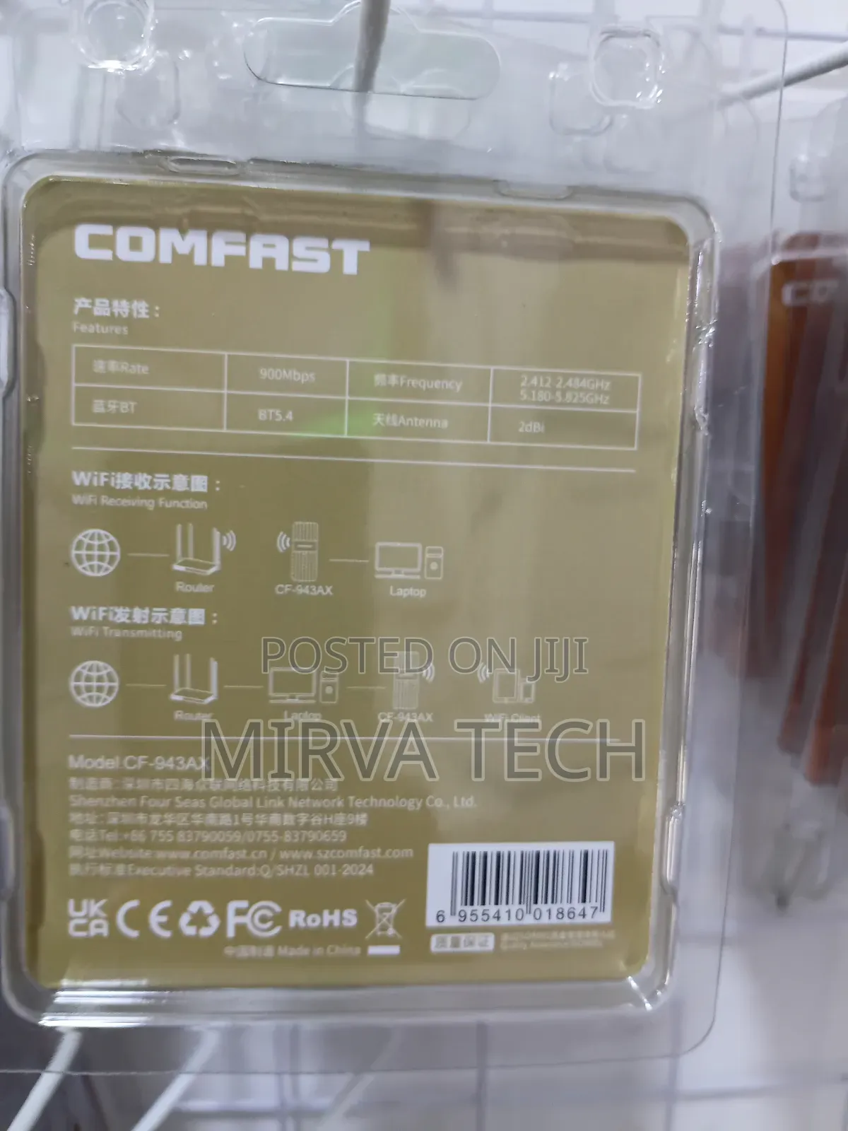Comfast Wi-Fi + Bluetooth Wireless USB ADAPTER CF-943Ax