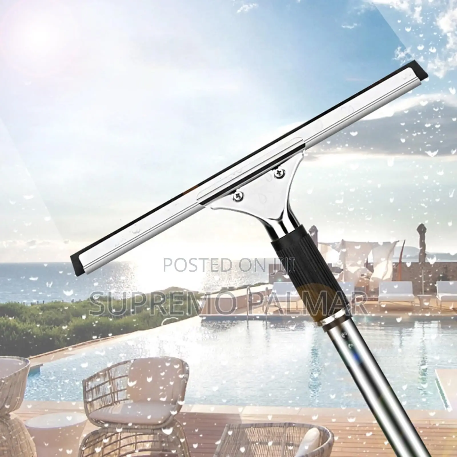 Glass Squeegee With Adjustable Stainless Steel Handle