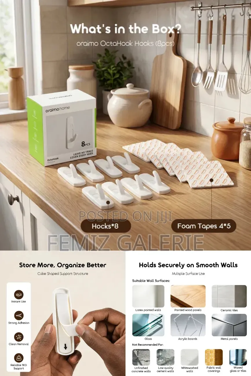 Oraimo OctaHooks Traceless Strong OctaHook - 8pcs