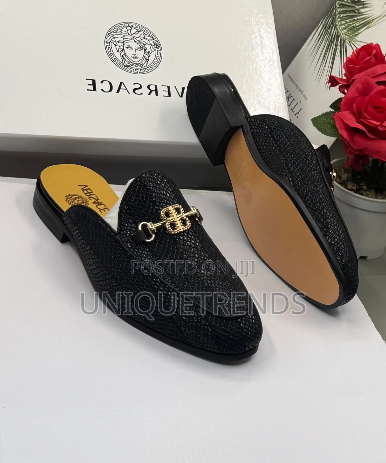 Executive VERSACE Leather Half Shoe (Black)