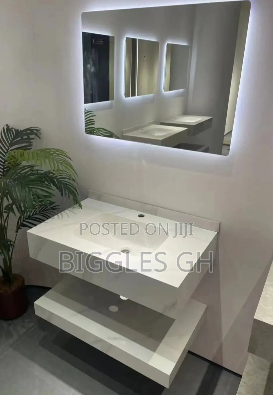 Vanity Marble Basin With Led Mirror - 60cm