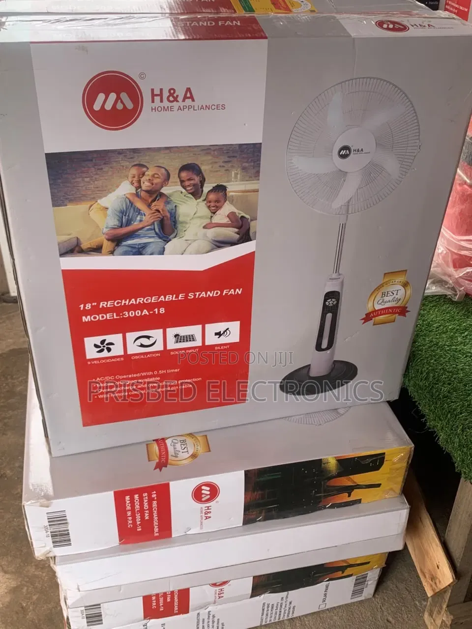H a Durable Rechargeable Standing Fan 18"