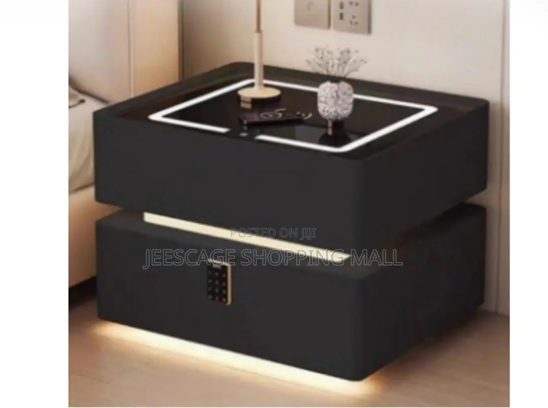 Smart Bedside Table Wireless Charging, Bluetooth Speaker Digital Lock