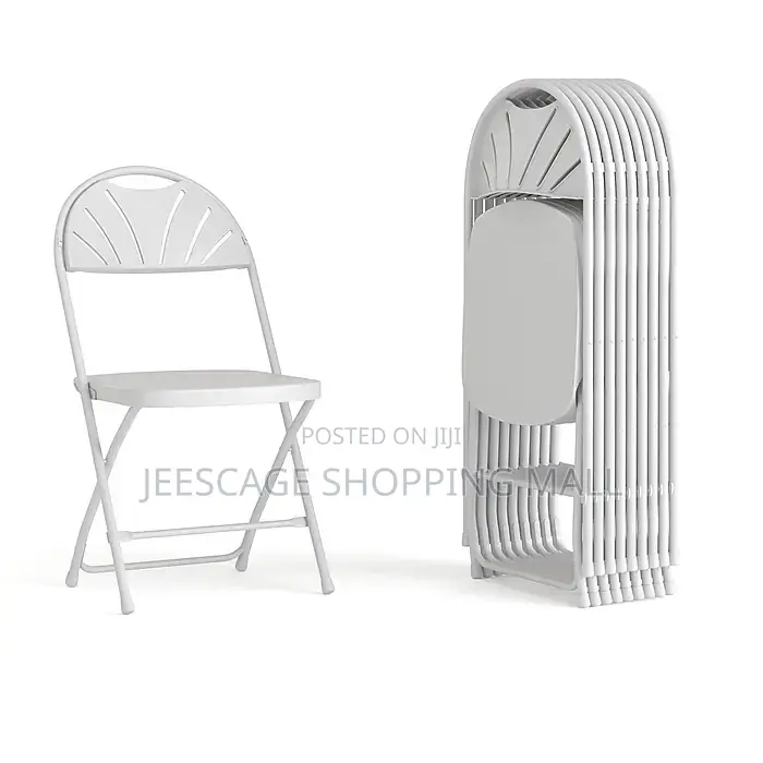 Plastic Fan-Back Folding Chair (Red Black)