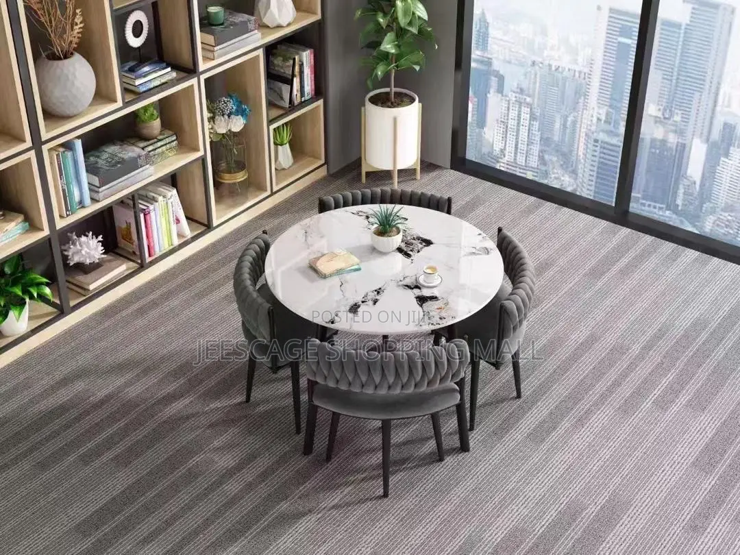 New Different Modern Faux Marble Dining Table Set With 4 Velvet Chairs