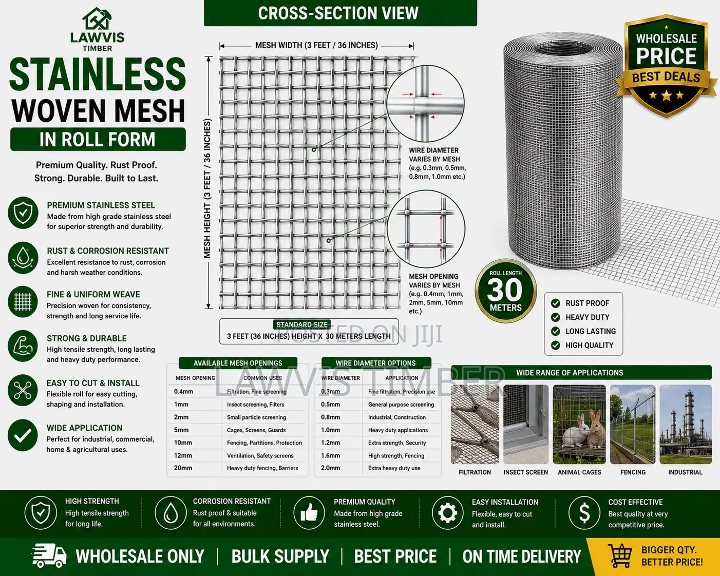 Stainless Steel Woven Mesh Roll | Rust Proof Industrial Wire Mesh