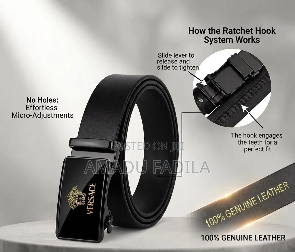 Men's Premium Flat Hook Leather Belt
