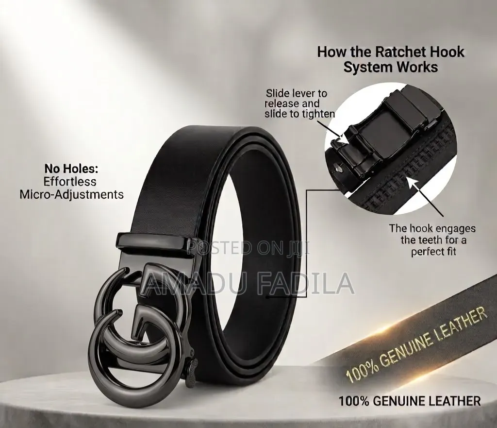 Men's Premium Flat Hook Leather Belt