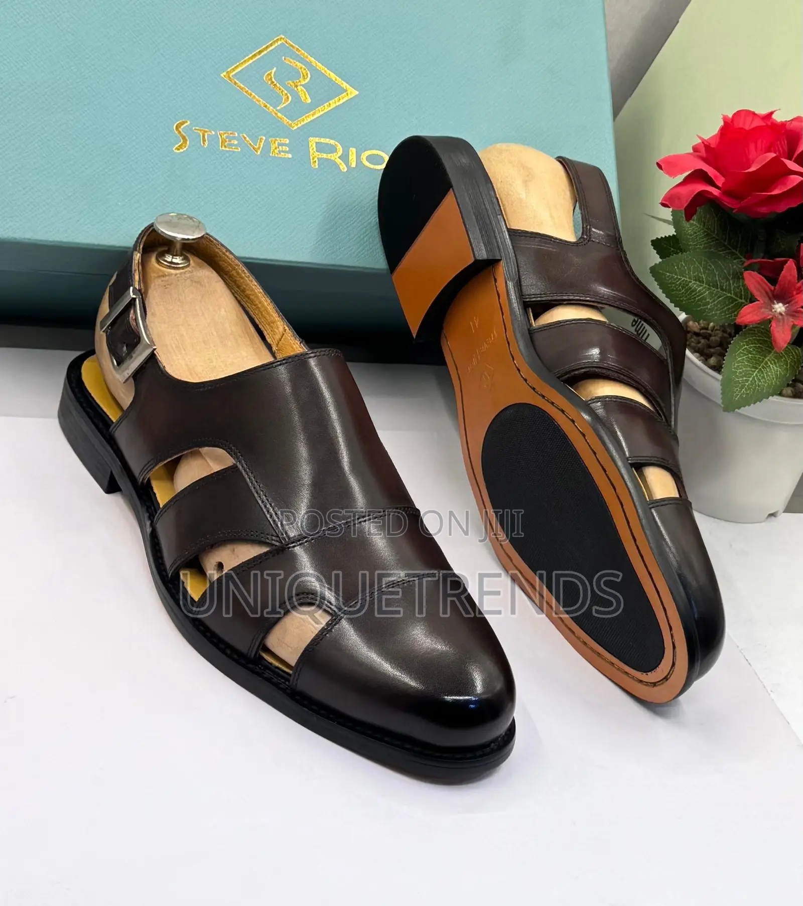 Executive STEVE RIOTS Leather Sandals (Brown)