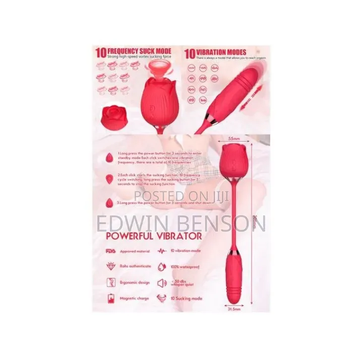 Premium 2 in 1 Rose Shaped Clit Sucking and Thrusting Vibrator