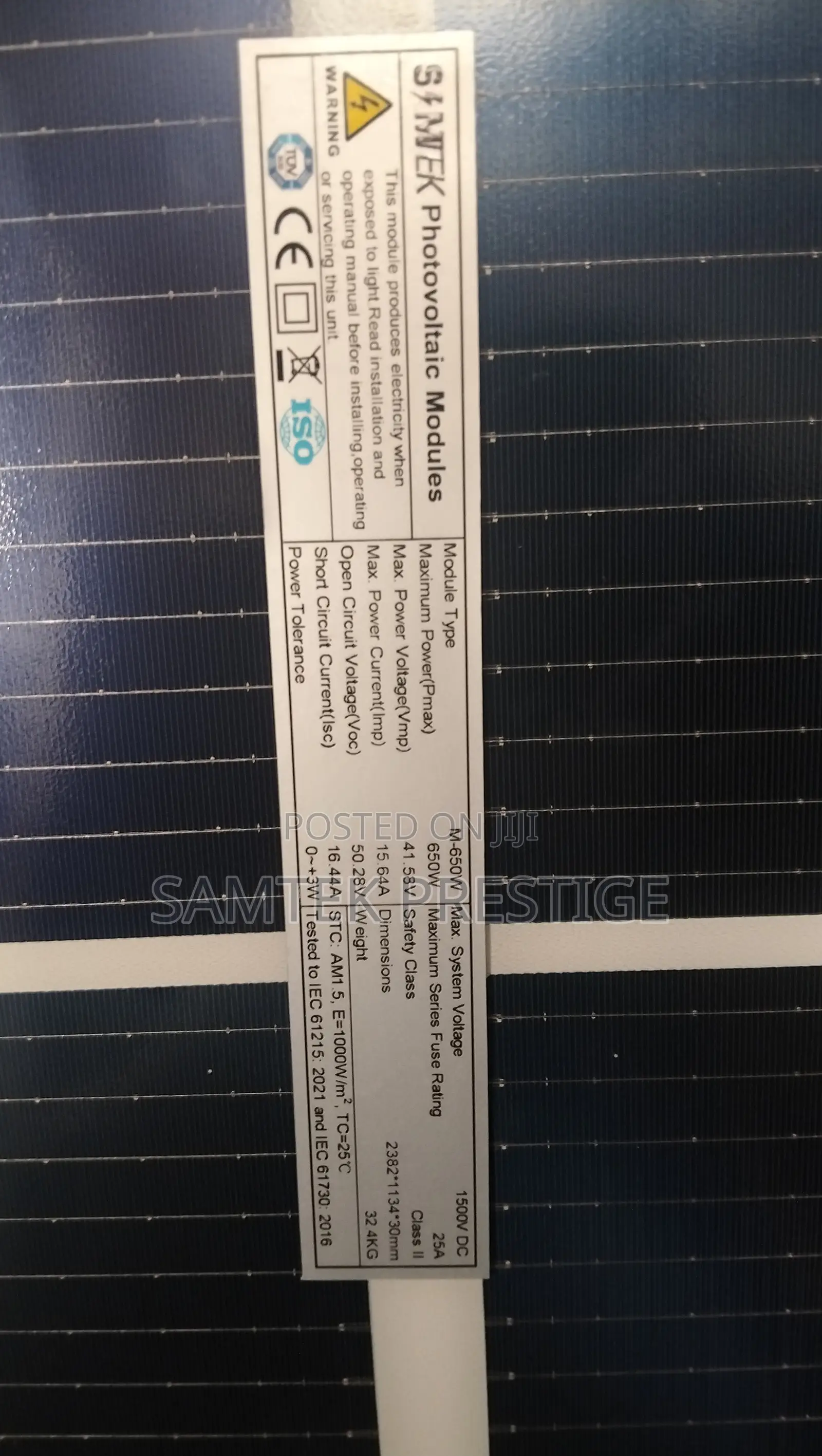 SamTek 650watt Monocrystalline Solar Panel