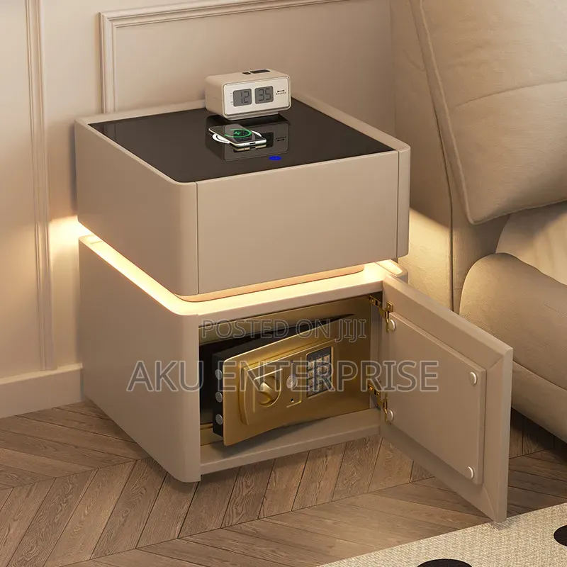 Smart Bedside Table, Built-in Safe Smart • Secure • Modern • Luxury