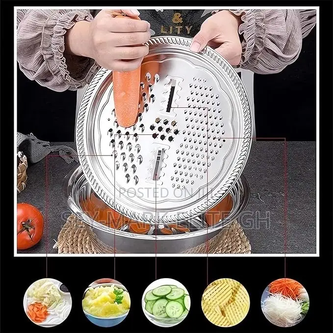 Multipurpose Stainless Strainer Bowl With Grater