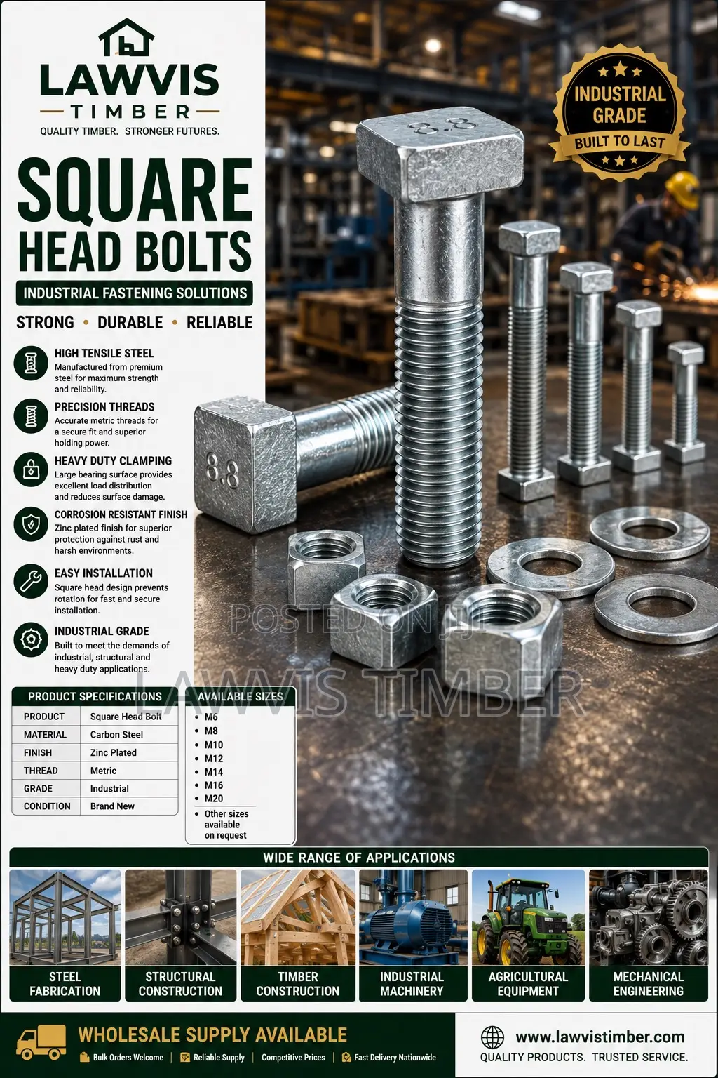 Premium Flange Bolts | High Tensile | Multiple Sizes Available
