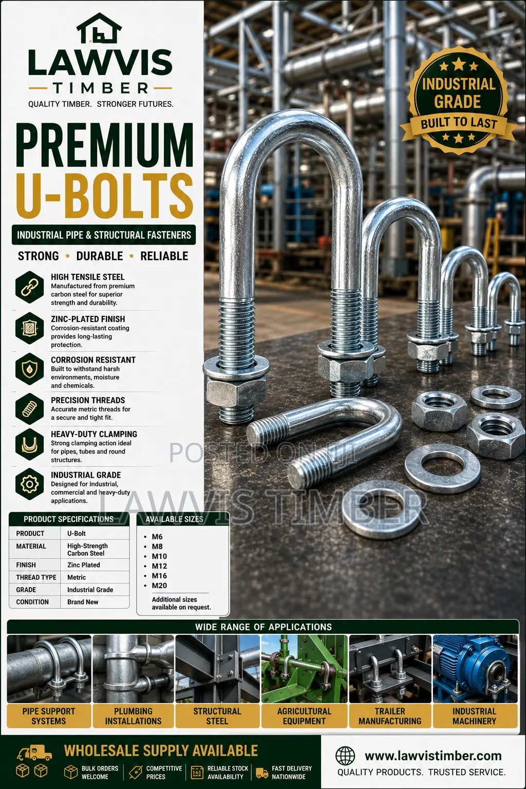 Premium U-Bolts | Heavy-Duty Pipe Structural Fasteners