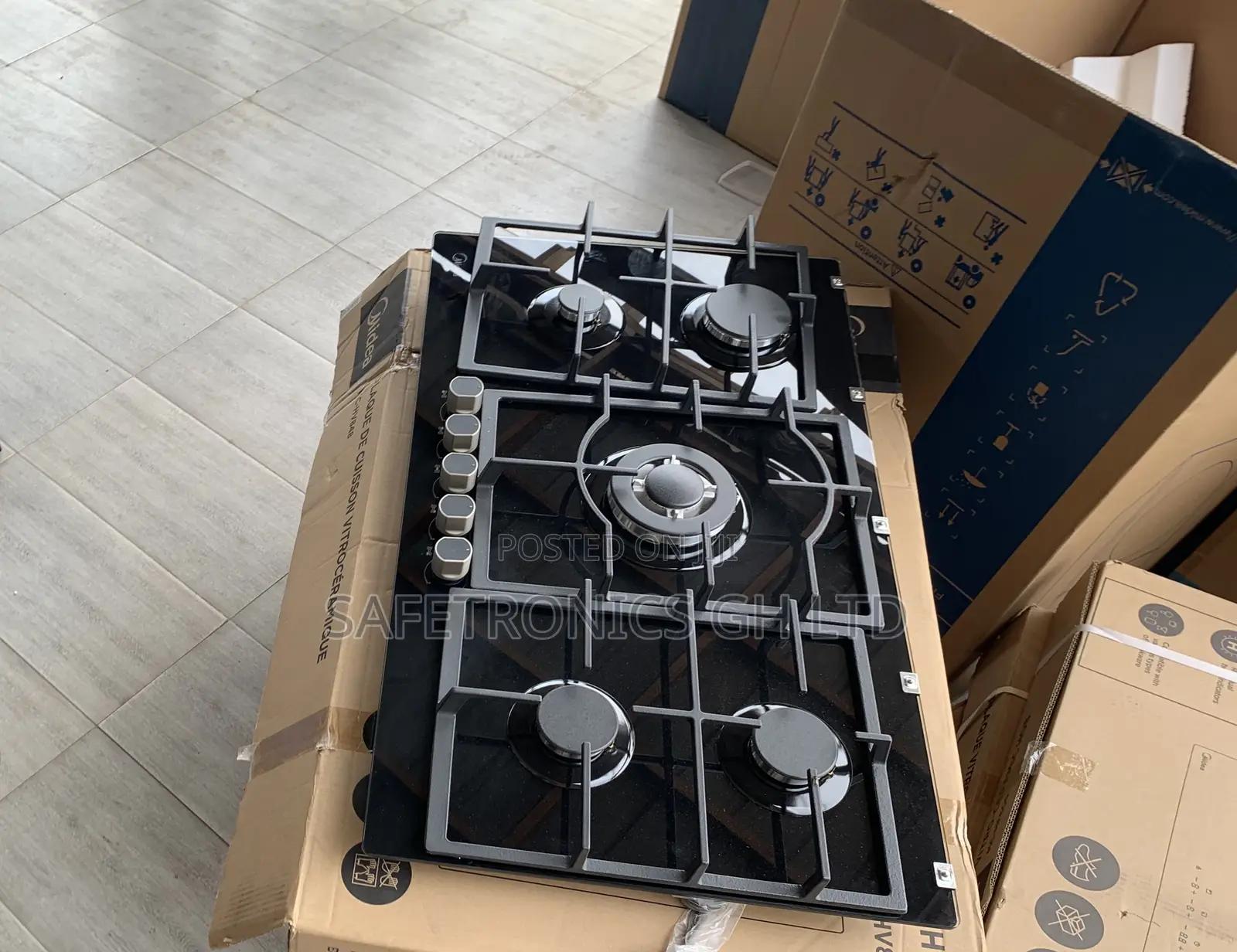 Zealous Sleek Midea 90cm Gas Hob – Black Glass 90GP095