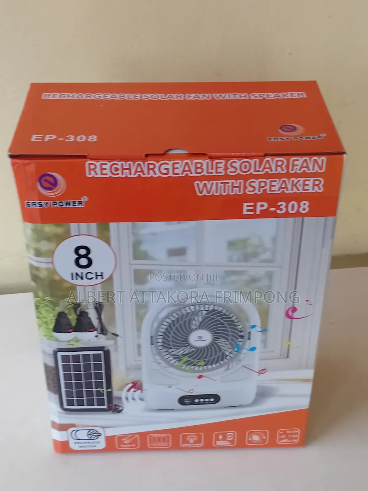 Rechargeable Solar Fan With Lights and Bluetooth Speaker