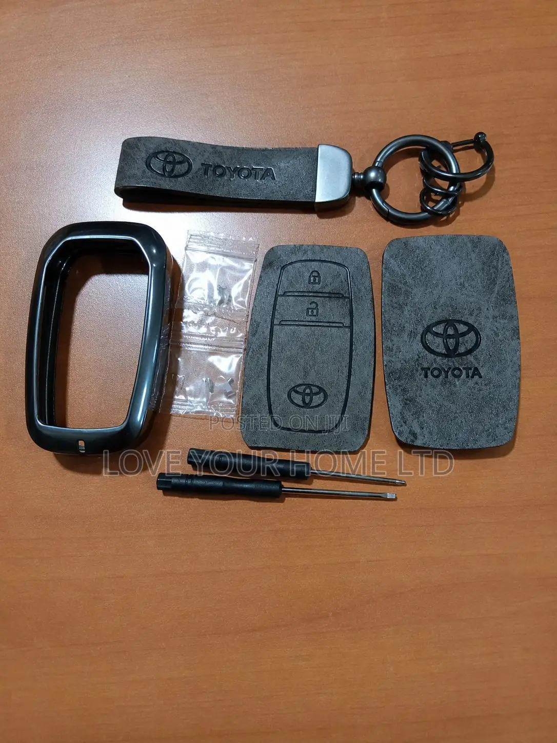 Smart Car Key Case Cover With Leather Keychain Screwdriver Kit