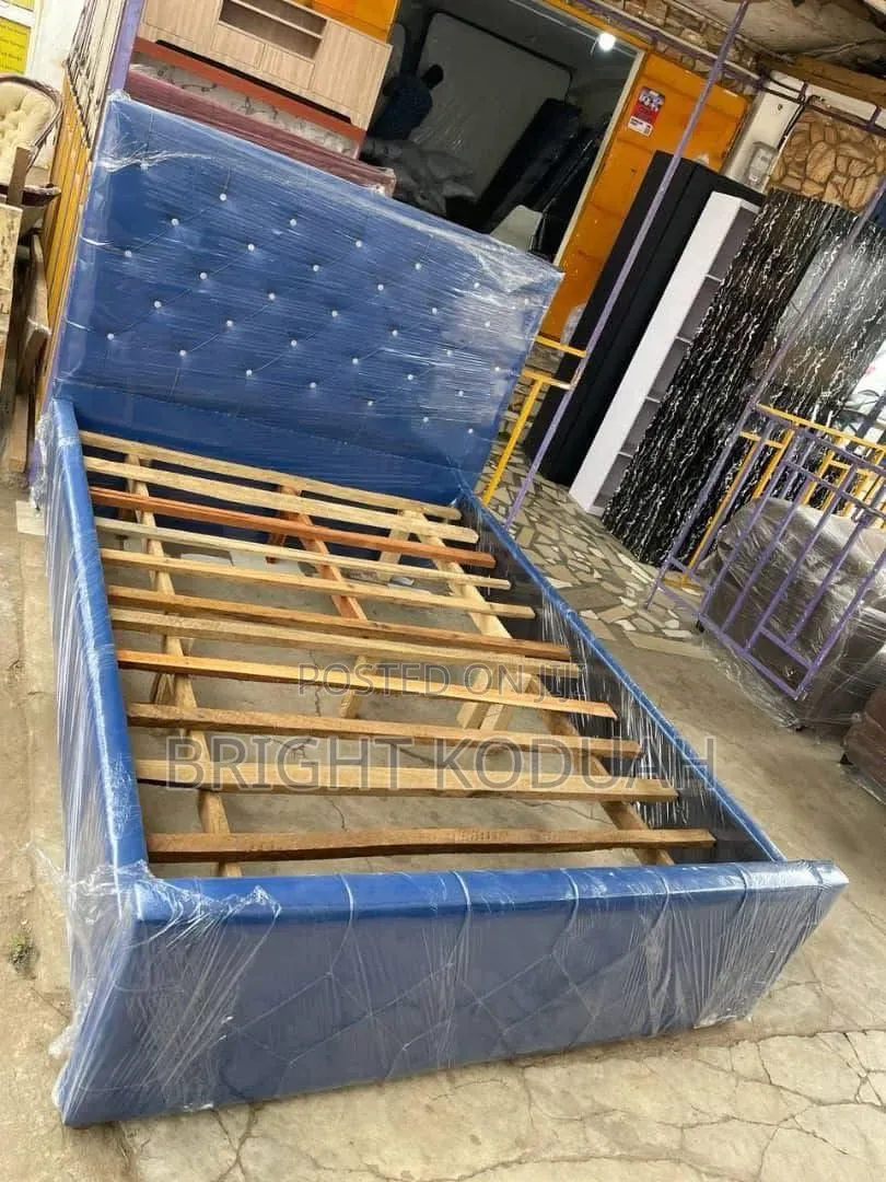 Blue Batten Double Bed Frame