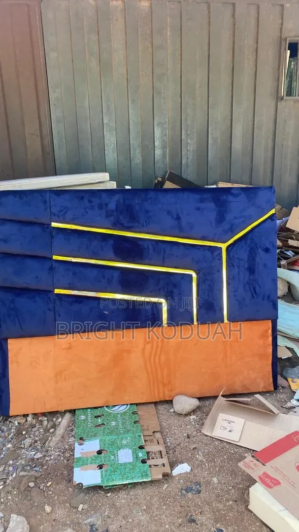 Blue Batten Double Bed Frame