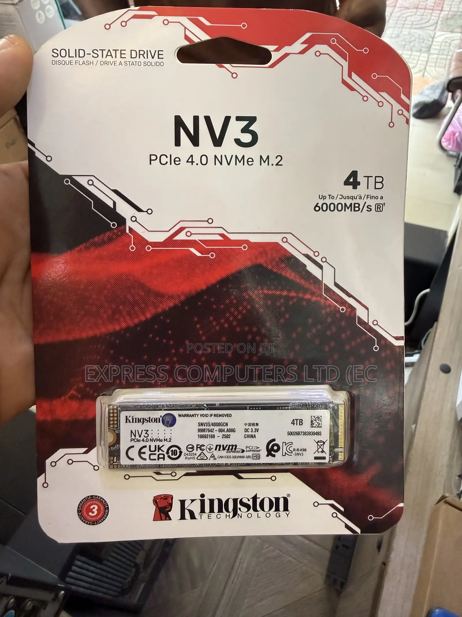 Kingston NV3 Gen4 M.2 NVMe SSD 4TB PCIe 4.0 X4, Speed 6000 MB/s Drive