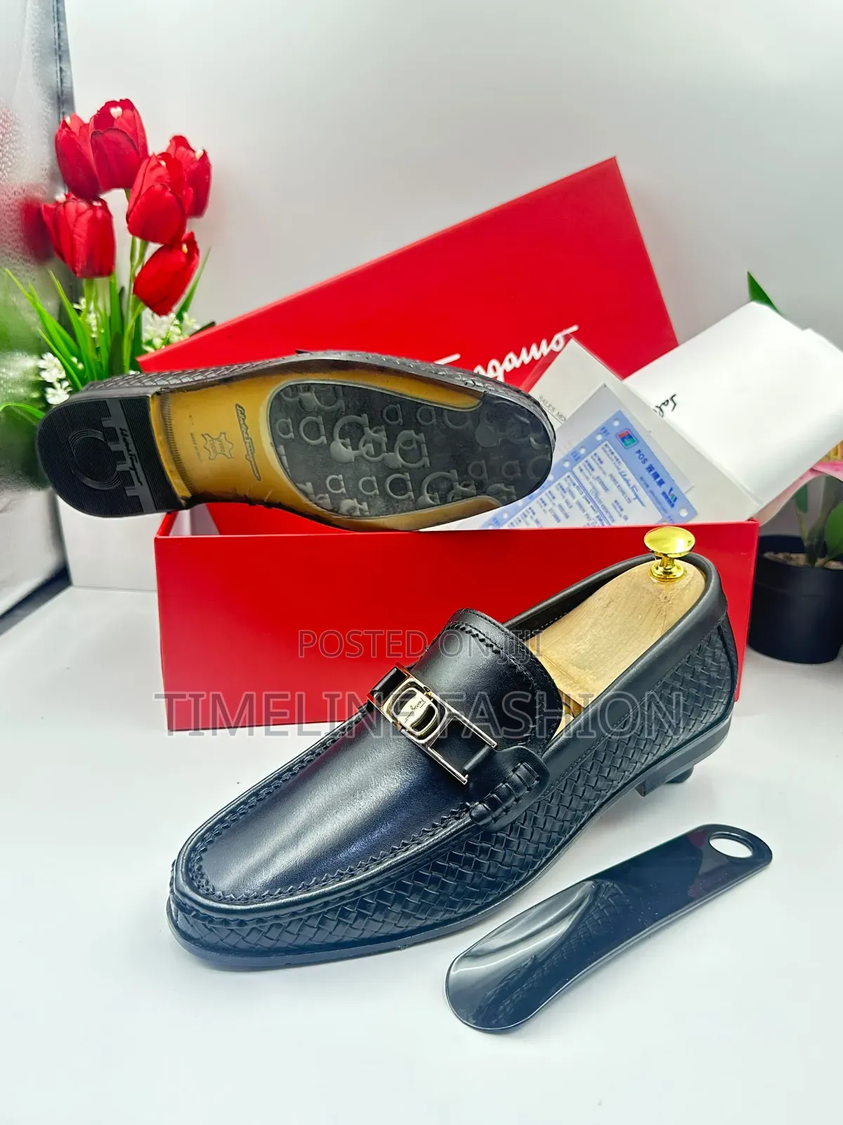Quality Black Leather Ferragamo Men's Loafer Shoes