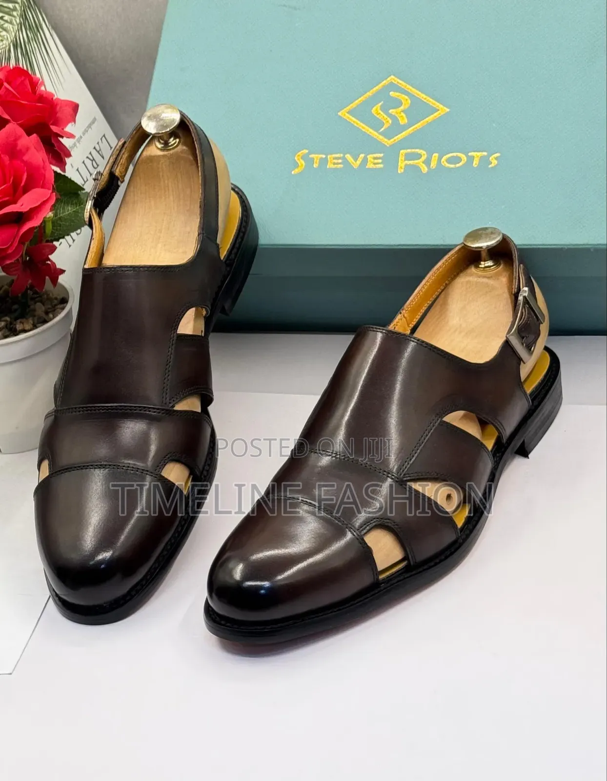 Coffee Brown Steve Riot Men's Leather Shoe Sandals 
650 Cedis