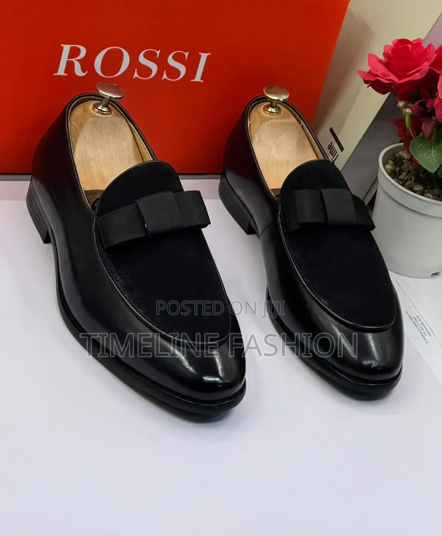 Quality Rossi Black Suede Leather Men's Shoes