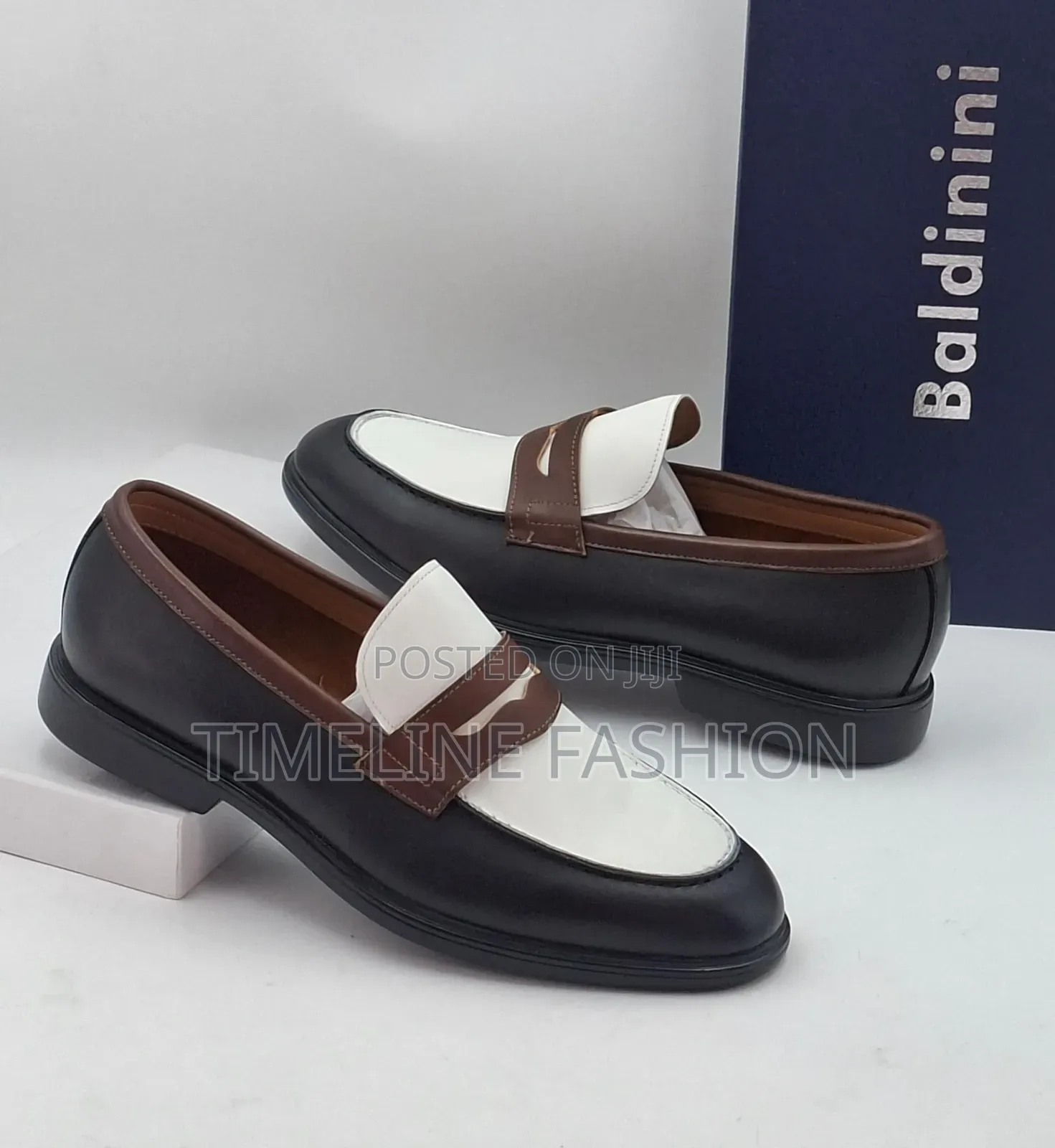 Genuine Leather Baldinini Black and White Men's Easy Fix Shoes