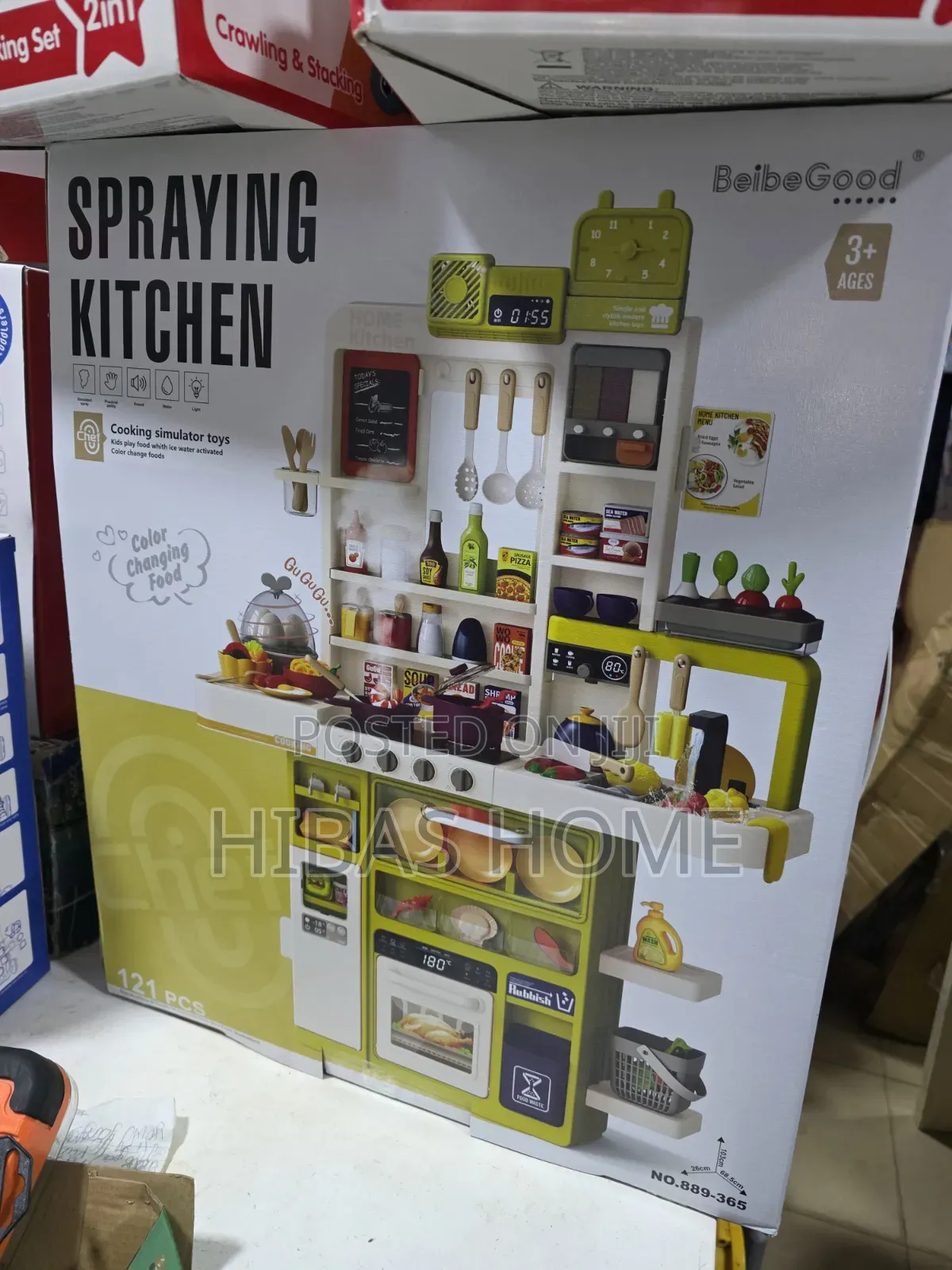 Spraying Mist Kitchen With 121 Accessories, Water, Light Sound H-103cm
