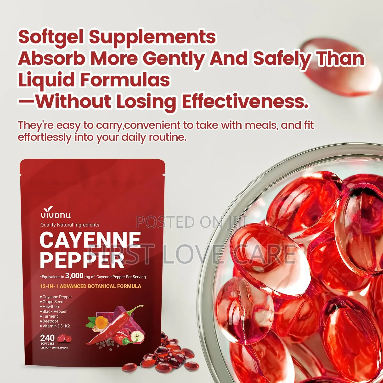 VivoNu Cayenne Pepper Softgels | Leg Vein Heart Support, Beetroot