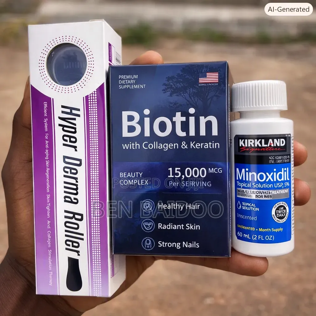 Kirkland Minoxidil, Biotin Derma Roller (Quality Hair Growth)