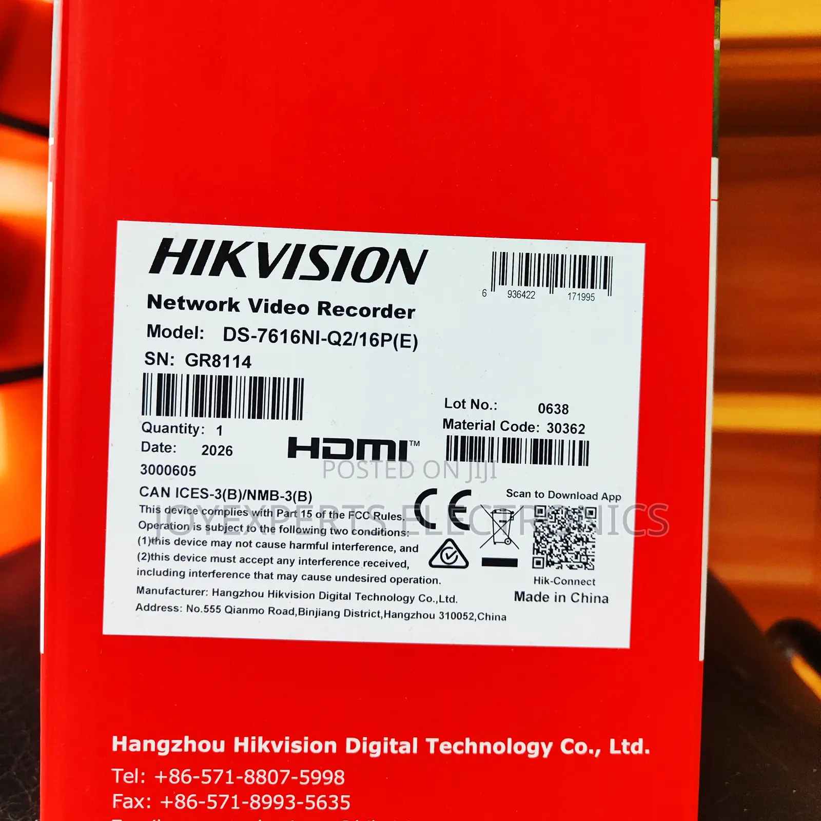 16 Channel Hikvision PoE NVR DS-7616NI-Q2/16P(E)