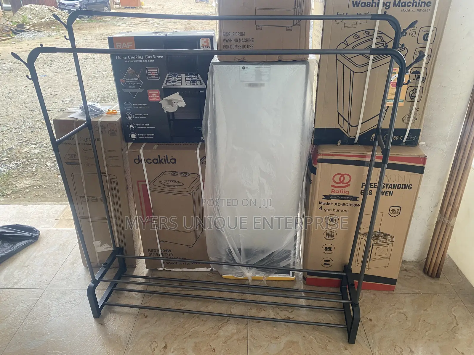 Double Hanging Clothes Stand With Shelves
