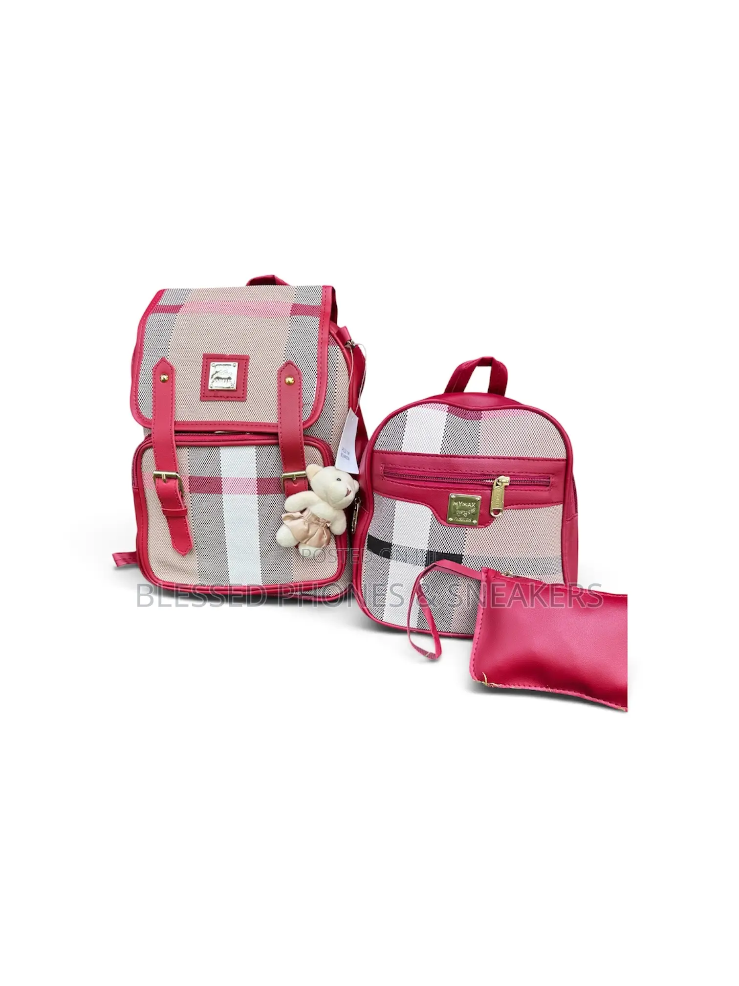 3-in-1 Checkered Backpack Set