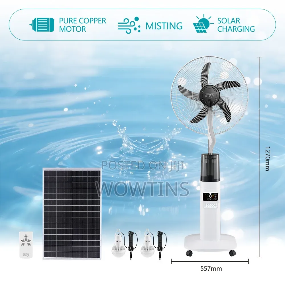 18-Inch Misting Solar-Rechargeable Fan