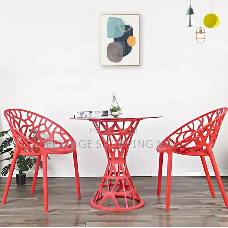 Modern Different Colors Geometric Bistro Dining Set With Glass Table