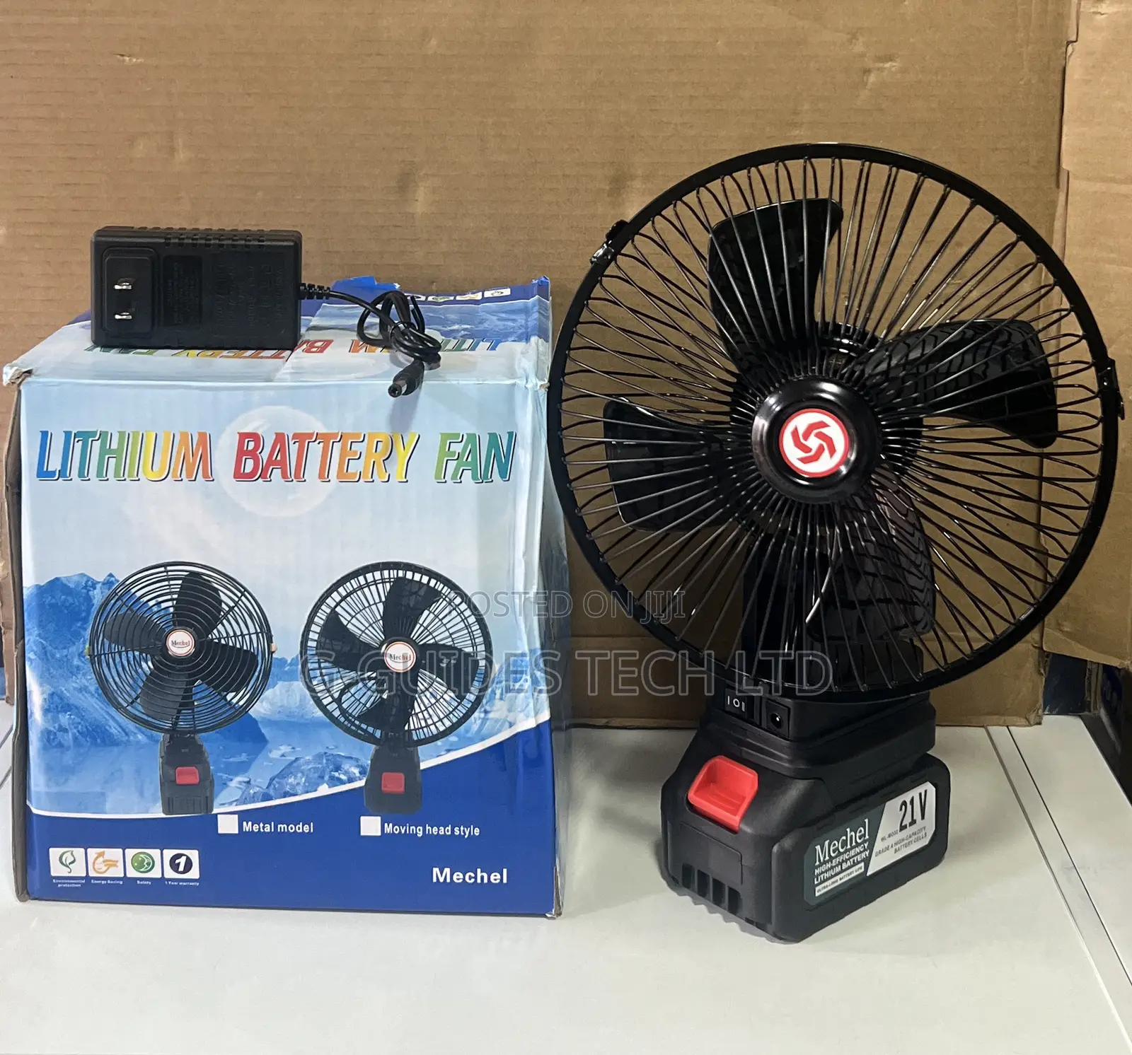 Mechel 21V Cordless Lithium Battery Fan, 21V Wireless Rechargeable Fan