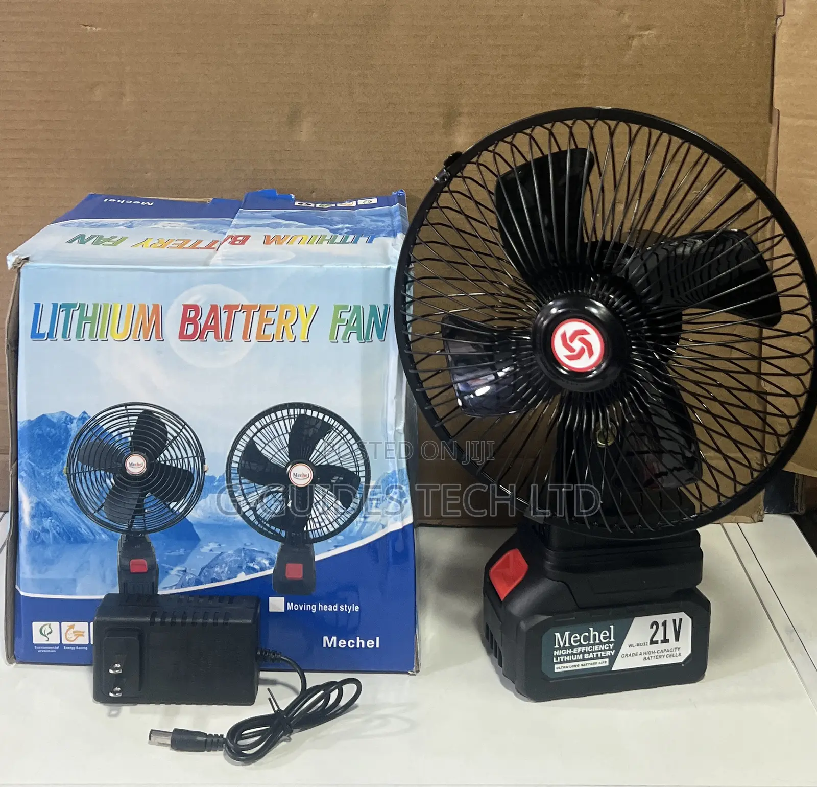 Mechel 21V Cordless Lithium Battery Fan, 21V Wireless Rechargeable Fan