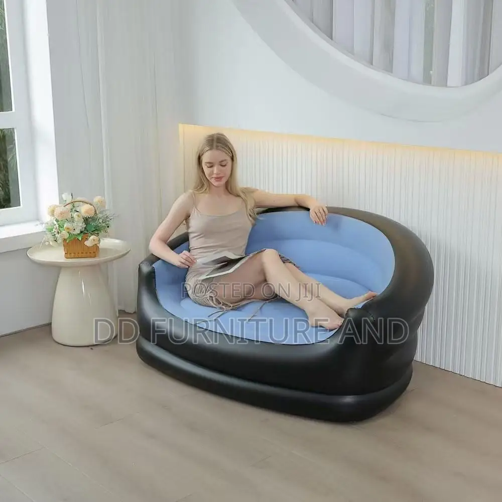 Two Seater Blue and Black Inflatable Sofa
