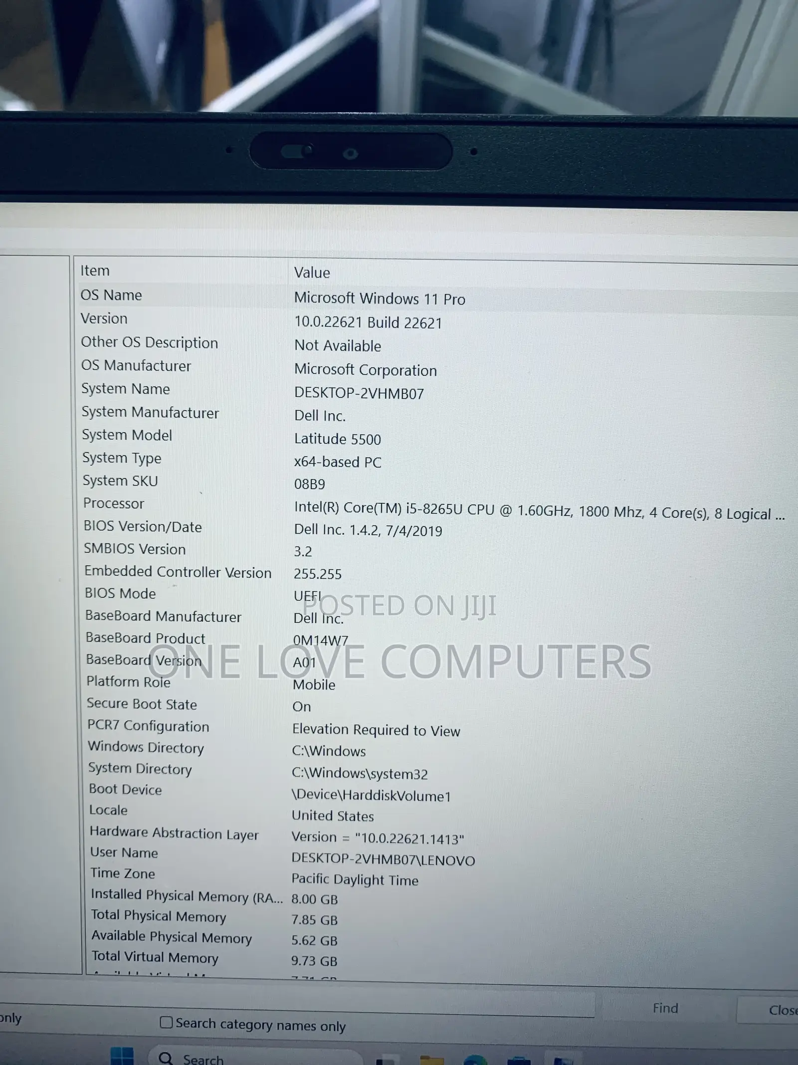 Laptop Dell Latitude 5500 8GB Intel Core i5 SSD 256GB
