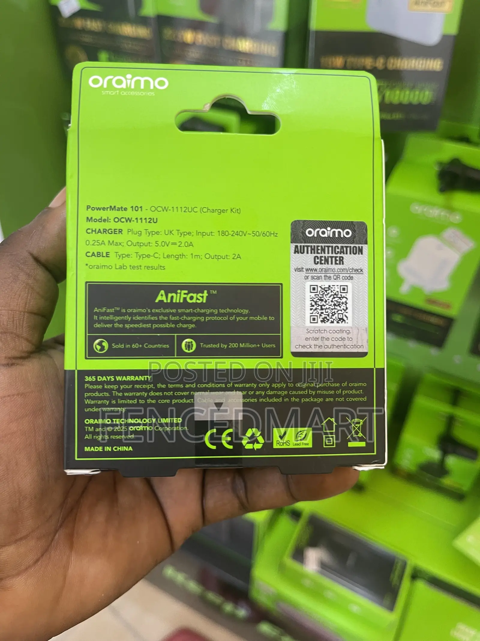 Oraimo 10W Type-C Fast Charger With USB-C Cable – PowerMate 101