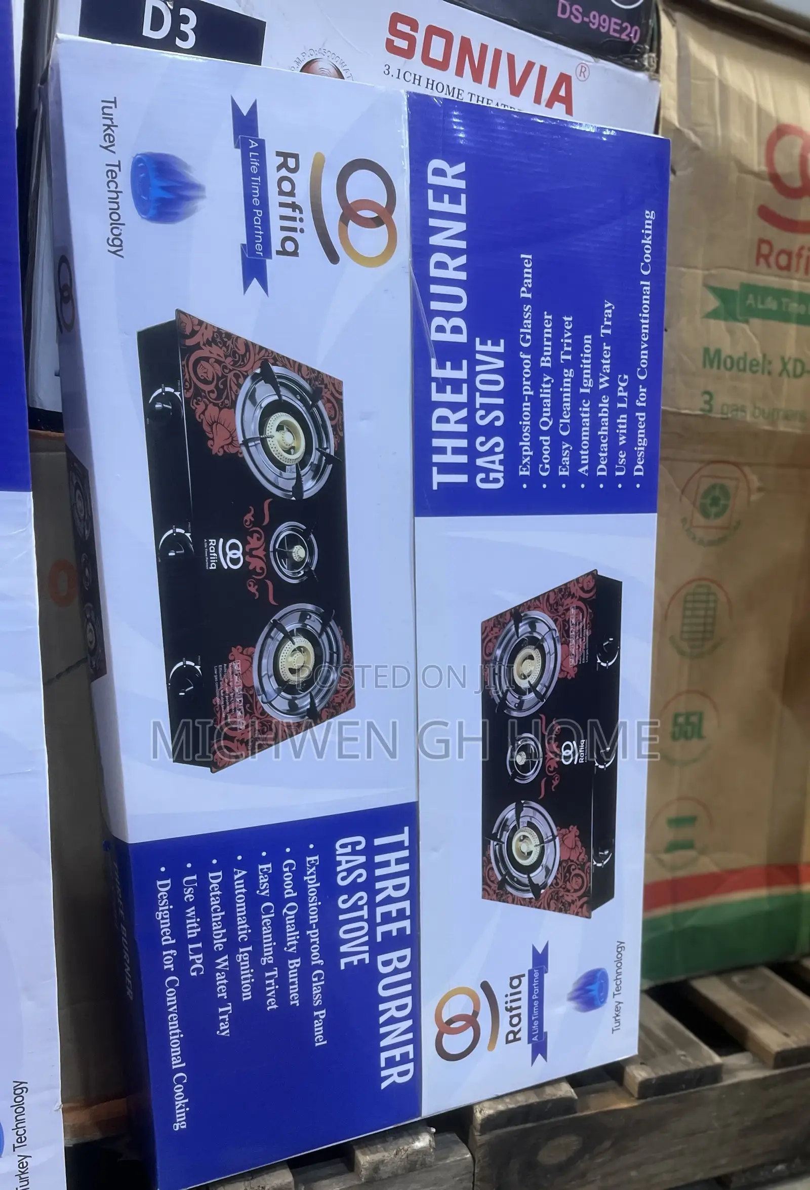 Rafiiq 3 Burner Gas Stove(Glass)