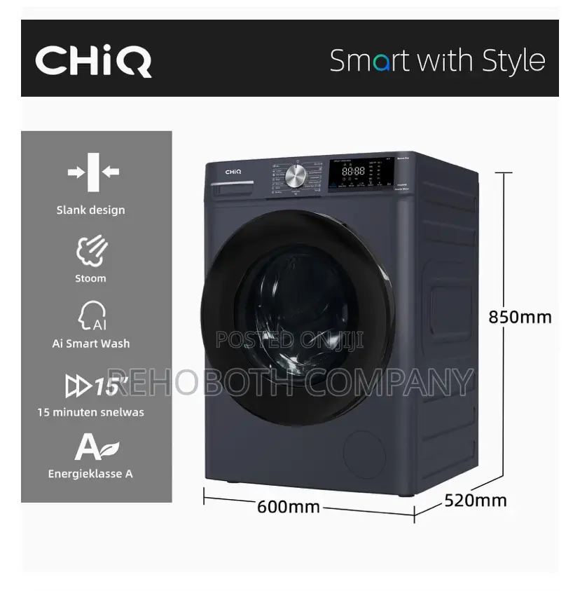 CHiQ CFL80-14586IM3XA Front Loading Washing Machine 8 Kg 1400 RPM