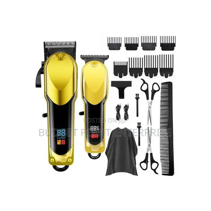 2in1 Rechargeable Hair Clipper LED Display With Multiple Combs Cape