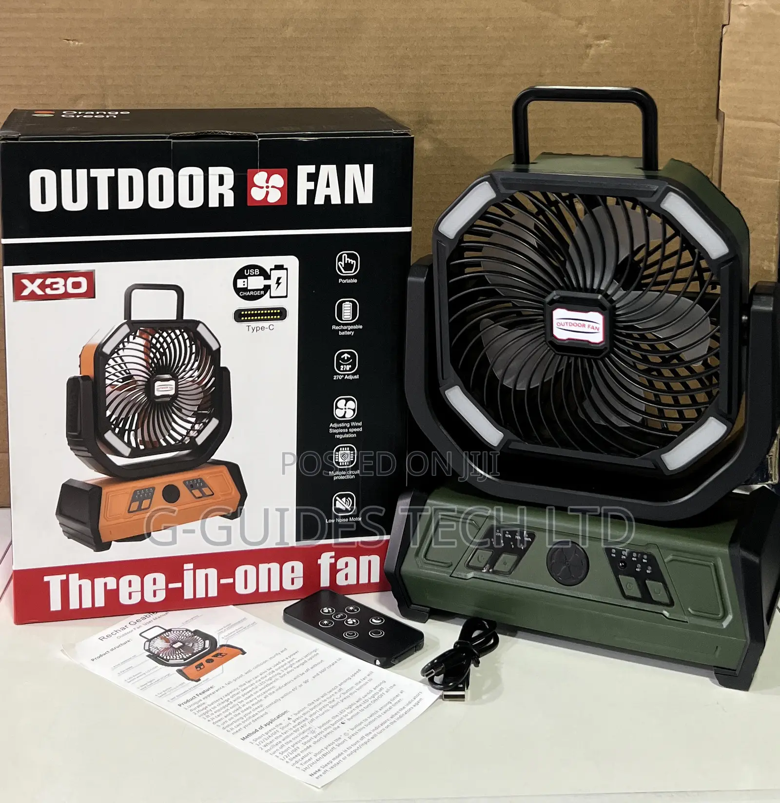 X30 Rechargeable Fan, X30 Outdoor Three-in-One Fan