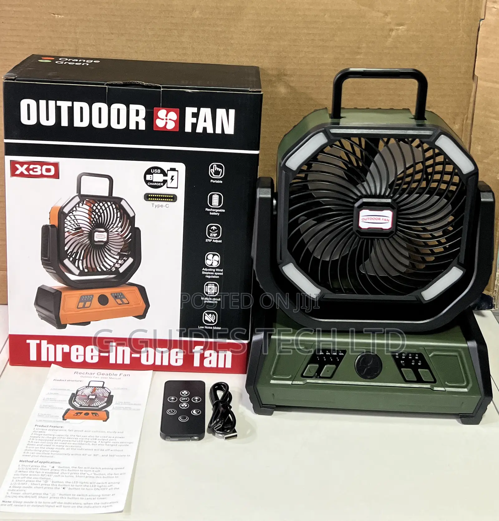 X30 Rechargeable Fan, X30 Outdoor Three-in-One Fan