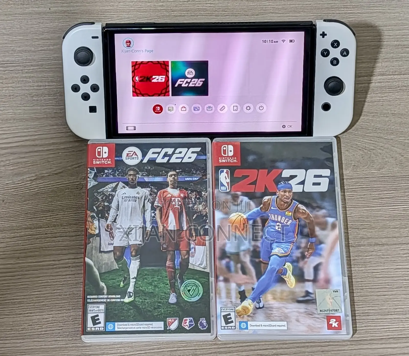 Nintendo Switch OLED With Protective Glass + FC 26 NBA 2K26 Catridge