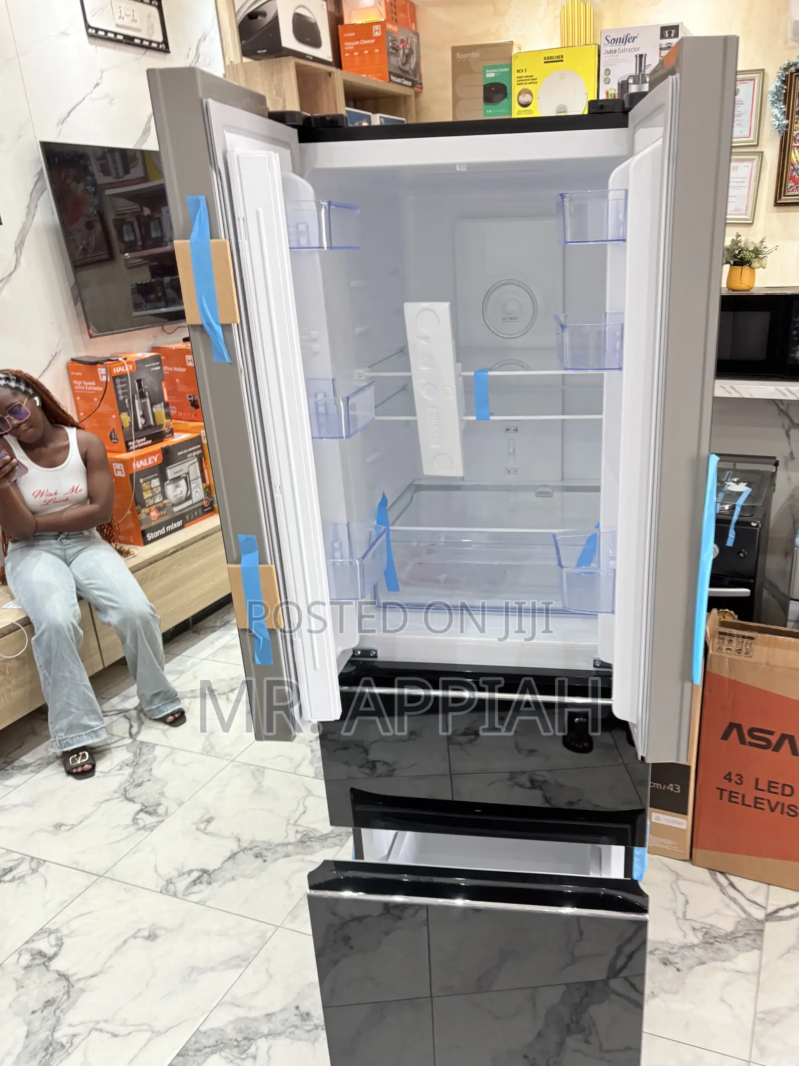 Get Unique Pearl 2 Door 2 Drawer Refrigerator(Black) 